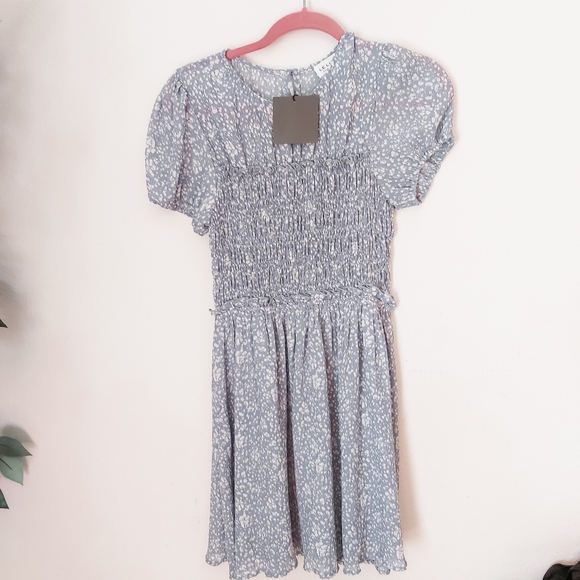 NWT Lelis Mini Dress in Light Blue Smocked Bodice Size S - Picture 6 of 7